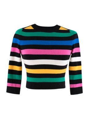 JoosTricot Black Multicoloured Striped Cotton Sweater