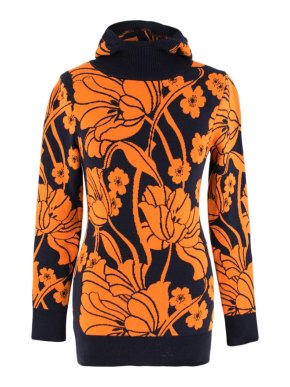 JoosTricot Navy & Orange Jacquard Hoodie