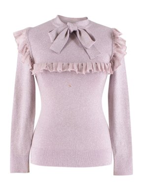 JoosTricot Lilac Ruffled pussy-bow Lurex Sweater