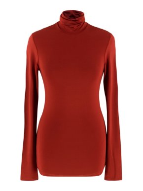 Kwaidan Editions Red Roll Neck Stretch Top