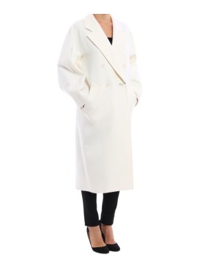 Max Mara White Wool & Angora Double Breasted Coat
