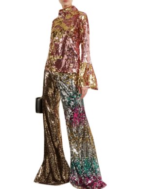 Halpern Sequin-embellished High-neck Top