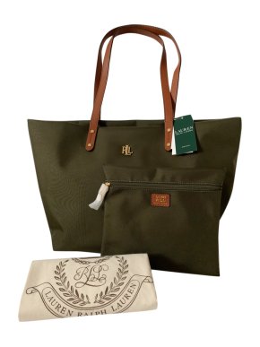 Lauren Ralph Lauren Nylon Leather Trim Shoulder Bag