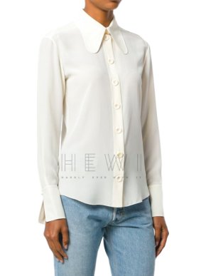 Chloe Silk Elongated Collar Blouse