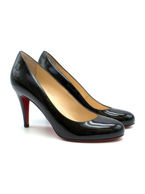 Christian Louboutin Black Patent Calf Leather Simple Pumps
