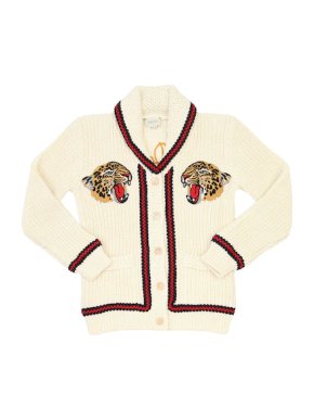 Gucci tiger tricot knit cotton cardigan