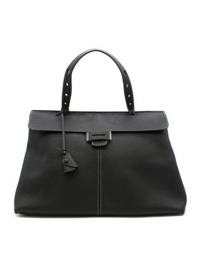 Myriam Schaefer Black Grained Leather Lord Tote Bag
