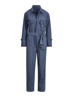 Polo Ralph Lauren Blue Linen Blend Jumpsuit