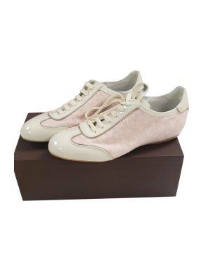 Louis Vuitton Pink Monogram Leather Trim Sneakers