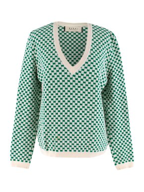 Marni Green and White Checkered Jumper