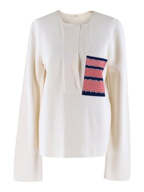 Celine Silk Blend Blouse with Silk Knit Patch Pocket