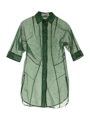 Yves Saint Laurent Green Organza Sheer Blouse