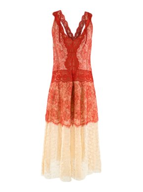 Stella McCartney Red & Nude Lace Sleeveless Dress