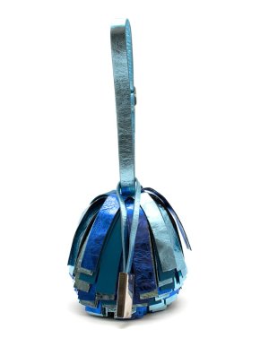 Calvin Klein 250W39NYC Blue Leather Pom Pom Bag/Belt Charm