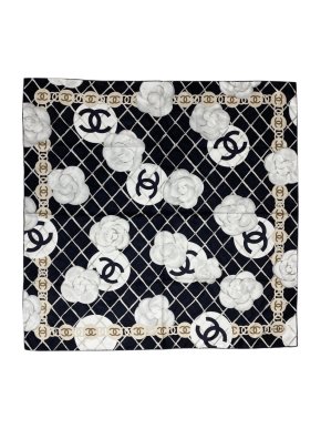 Chanel Silk Camellia Print Scarf