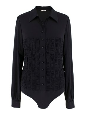 Wolford Black Long Sleeve Ruched Bodysuit