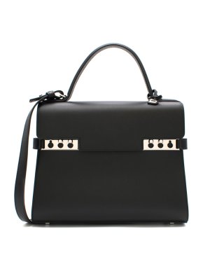 Delvaux Tempete MM Bag in Black Souple Box Calf Leather