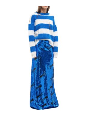 Filles A Papa Blue Sequin Maxi Skirt