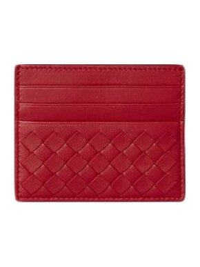 Bottega Veneta China Red Intreciatto Card Case