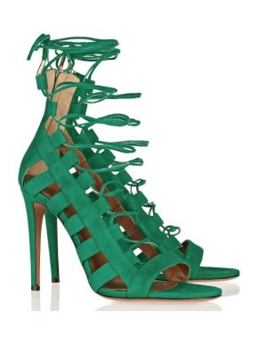 Aquazzura Aquazurra Emerald Amazon Cutout Suede Sandals