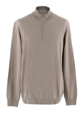 Hackett Grey Merino Wool and Cashmere Blend Half Zip Sweater