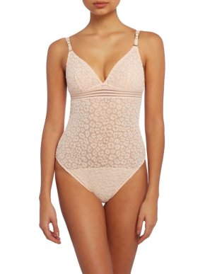 Stella McCartney Fleur Dancing Bodysuit in Peony Leopard Print