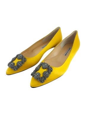 Manolo Blank yellow satin Hangisi Flat shoes