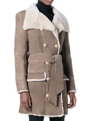 Balmain double breasted lambskin coat