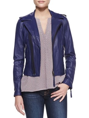 Joie Blue Leather Jacket