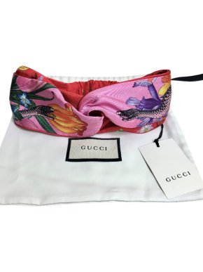 Gucci Floral Snake Print Silk Headband