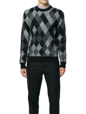 Saint Laurent black & grey argyle sweater