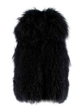 PAROSH Black Mongolian Fur Sleeveless Gilet