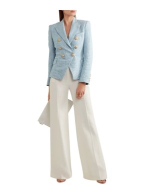 Balmain Blue Cotton-blend tweed blazer