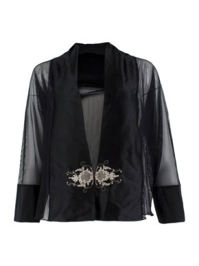 Natalie Capell Atelier De Moda Handmade Mesh Silk Embroidered Cardigan