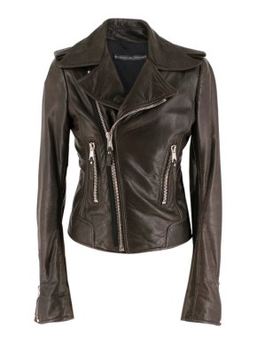 Balenciaga Brown Asymmetric Leather Jacket