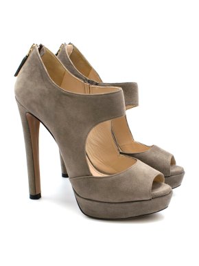 Prada Taupe Suede Double Strap Platform Sandals