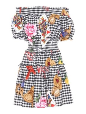 Dolce & Gabbana Checked off-the-shoulder mini dress