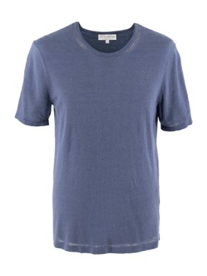 Gieves & Hawkes Blue Linen-Cotton Blend T-Shirt