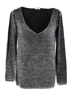 Prada Grey Fine Knit V-Neck Sweater