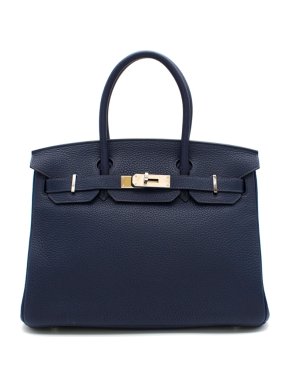 Hermes Blue Nuit Clemence Leather Birkin 30