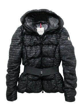 Moncler Black Apex Down Belted Jacket