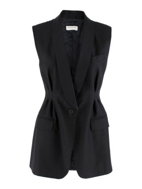 Dries Van Noten Black Sleeveless Tailored Jacket