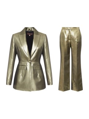 Alexa Chung Metallic Gold Suit