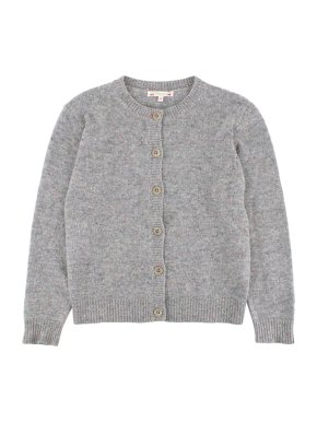 Bonpoint Yr12 Grey Cashmere Button Up Cardigan