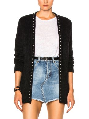 Saint Laurent Mohair Blend Studded Cardigan