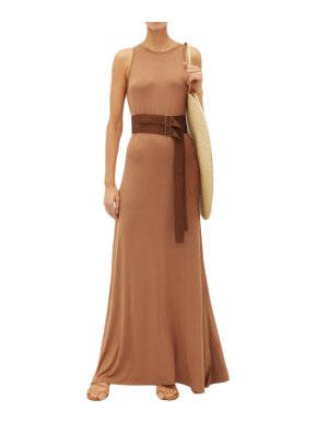 Albus Lumen Brown Sleeveless Belted Maxi Zara Dress