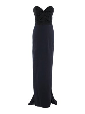 Lanvin Silk Black & Navy Fitted Fishtail Gown