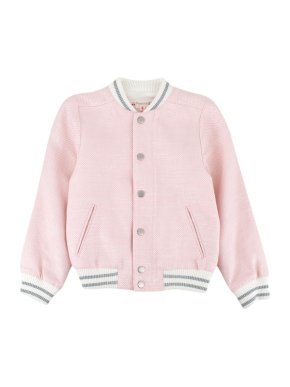 Bonpoint Pink Tweed Bomber Jacket