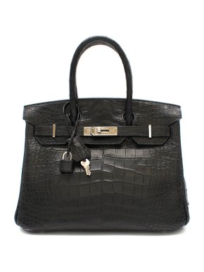 Hermes Black Matte Mississippiensis Alligator 30cm Birkin