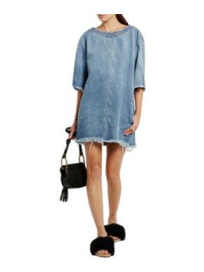 Chloe Distressed Denim Oversize Dress